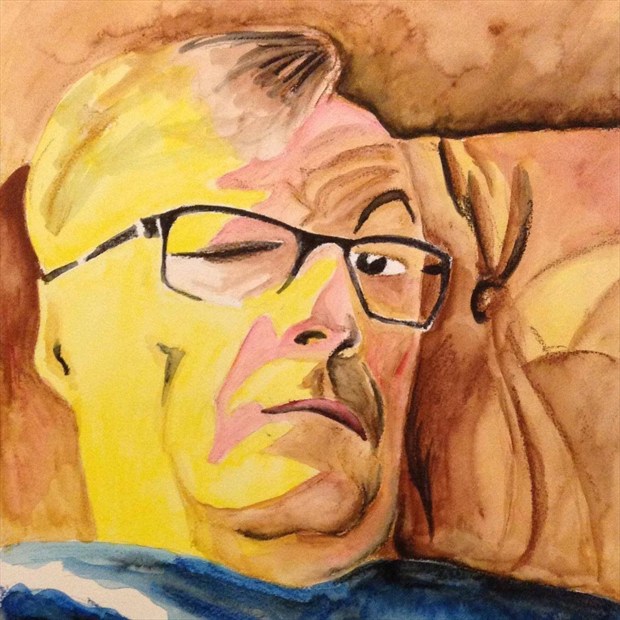 Kevin Houchin Watercolor Self Portrait 3 Close Up Artwork by Artist Kevin Houchin