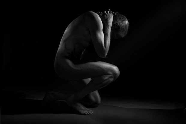 Kneeling, hands over neck Artistic Nude Photo by Model Michael SCM Model