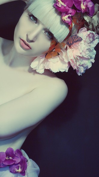 Lady Flowers Close Up Photo by Model Charlottte