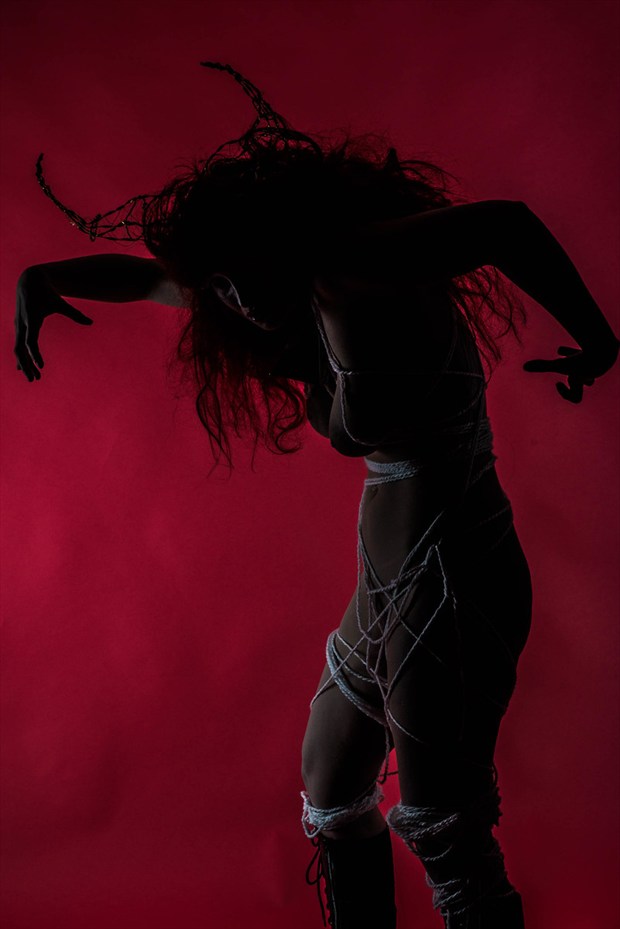 Lady Krampus Silhouette Artistic Nude Artwork by Model Cat Ropo