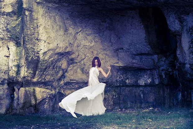 Lady of The Rocks Sensual Photo by Model Alexandrine