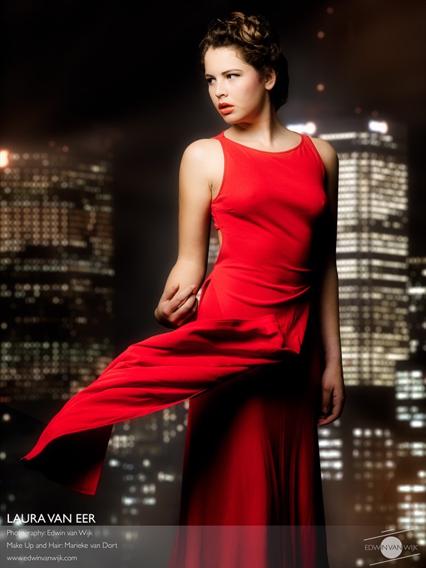 Laura in red Fashion Photo by Photographer Edwin van Wijk