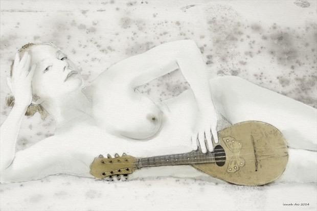 Laying with a mandolin Artistic Nude Artwork by Artist ianwh