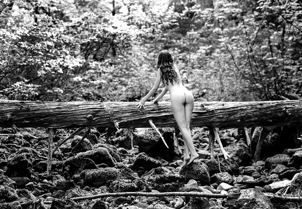 Lily at fallen tree Artistic Nude Photo by Photographer Joe Klune Fine Art