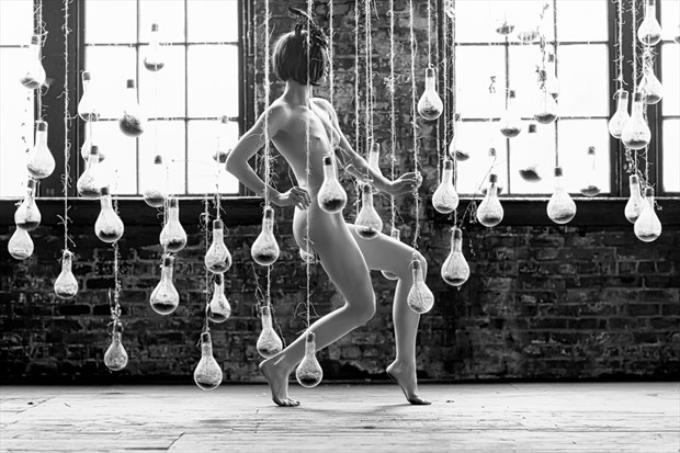 Lines and Bulbs Artistic Nude Artwork by Model Aristodeme