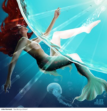 Little Mermaid:  Sacrificing a Dream Surreal Artwork by Artist Art Frak