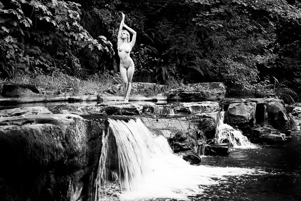 Liz at the waterfall Artistic Nude Photo by Photographer Joe Klune Fine Art