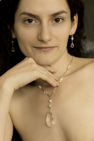 Lulu Portrait with Pendant Implied Nude Photo by Photographer Peter Le Grand