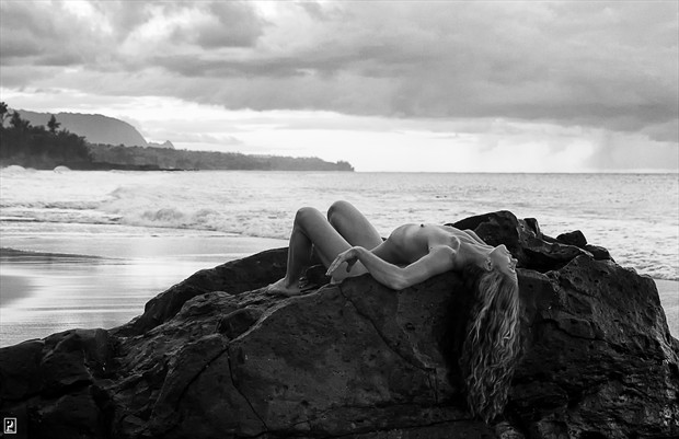 Lying among the rocks and surf  Artistic Nude Artwork by Photographer Thom Peters Photog