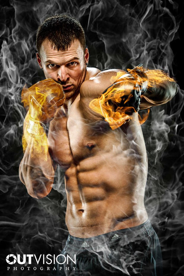 Man on fire Studio Lighting Artwork by Photographer OutVision
