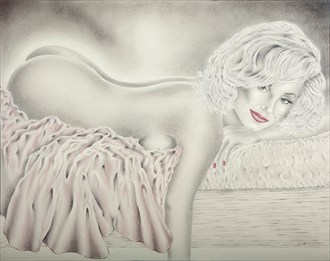 Marilyn Monroe Reclining Artistic Nude Artwork by Artist Vincent_Wolff_Art