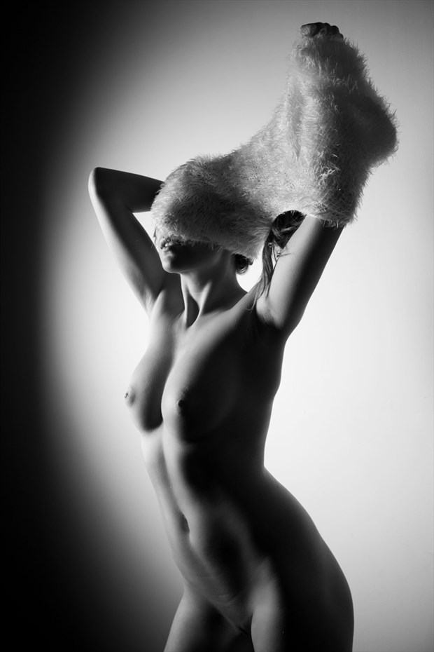 Model removing a fuzzy dress Artistic Nude Photo by Photographer Big V