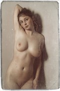 Molly Nude homage to the French Postcard Artistic Nude Photo by Photographer Risen Phoenix