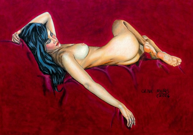 Nude Dropping Her Arm Artistic Nude Artwork by Artist Gene Rivas