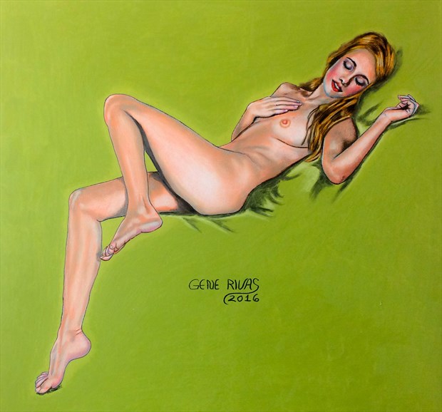 Nude Touching the Floor Artistic Nude Artwork by Artist Gene Rivas