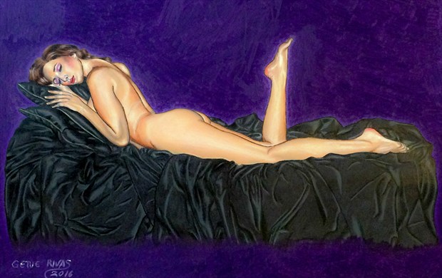 Nude on Black Artistic Nude Artwork by Artist Gene Rivas