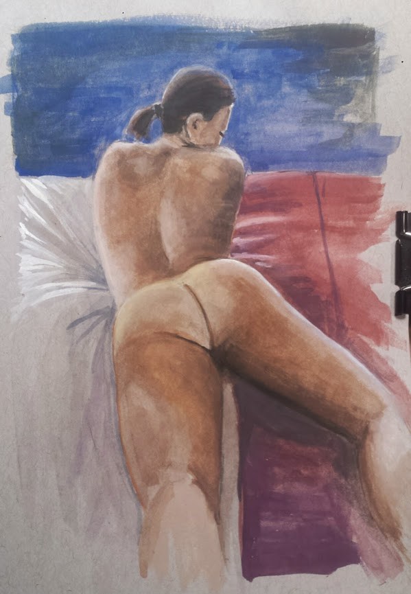 Nude on bed Figure Study Artwork by Artist AnthonyNelsonArt