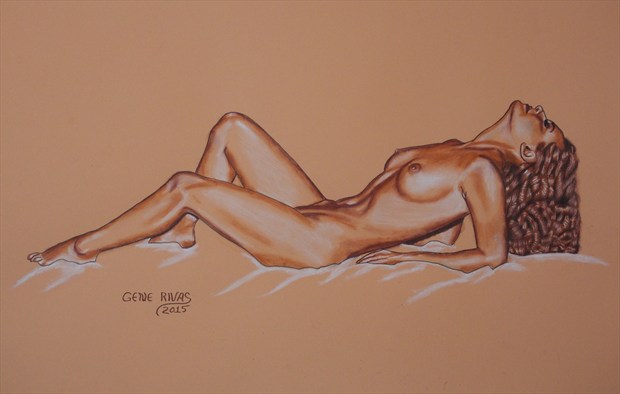 Nude with Her Head Back Artistic Nude Artwork by Artist Gene Rivas