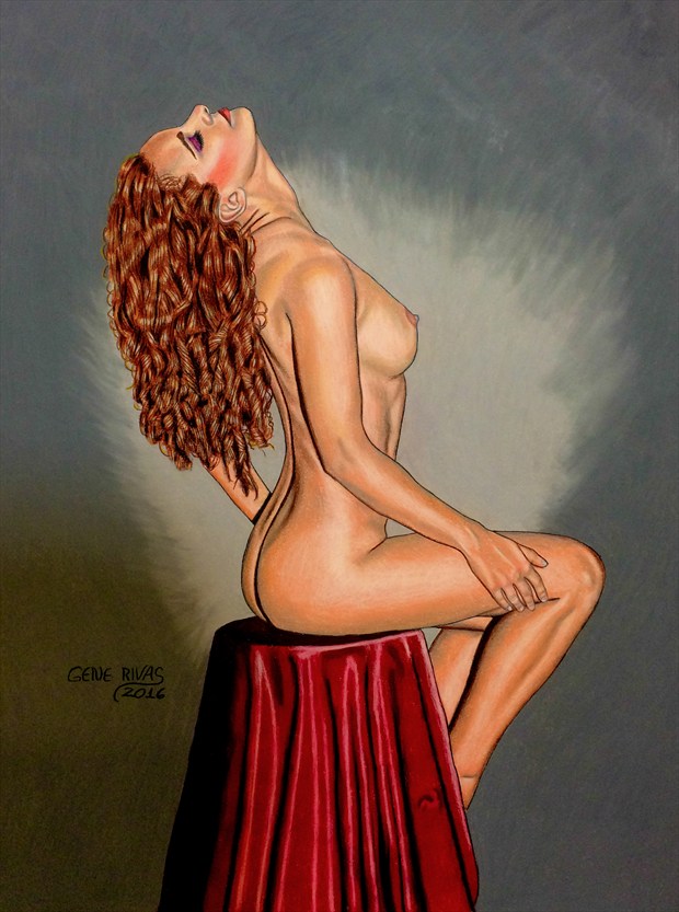 Nude with Long Red Hair Artistic Nude Artwork by Artist Gene Rivas
