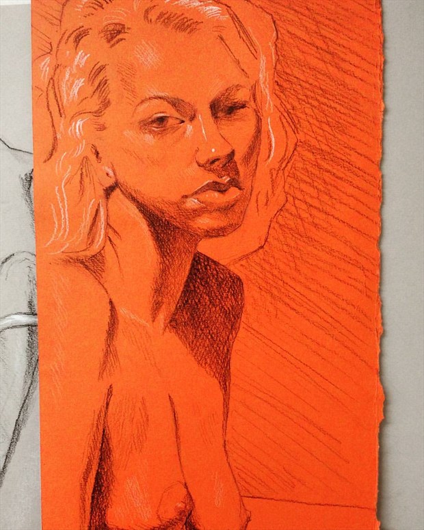 Pensive Artistic Nude Artwork by Model Riccella