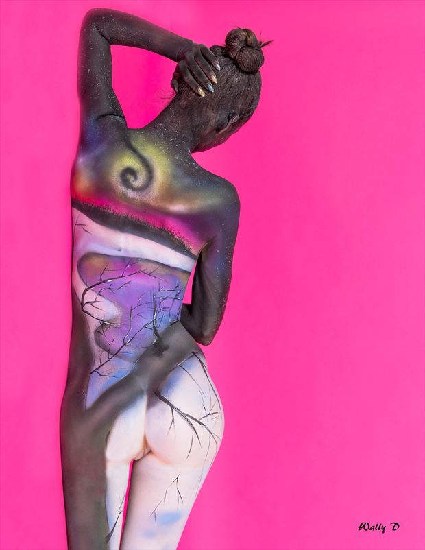 Pink Body Painting Artwork by Model Ortrun