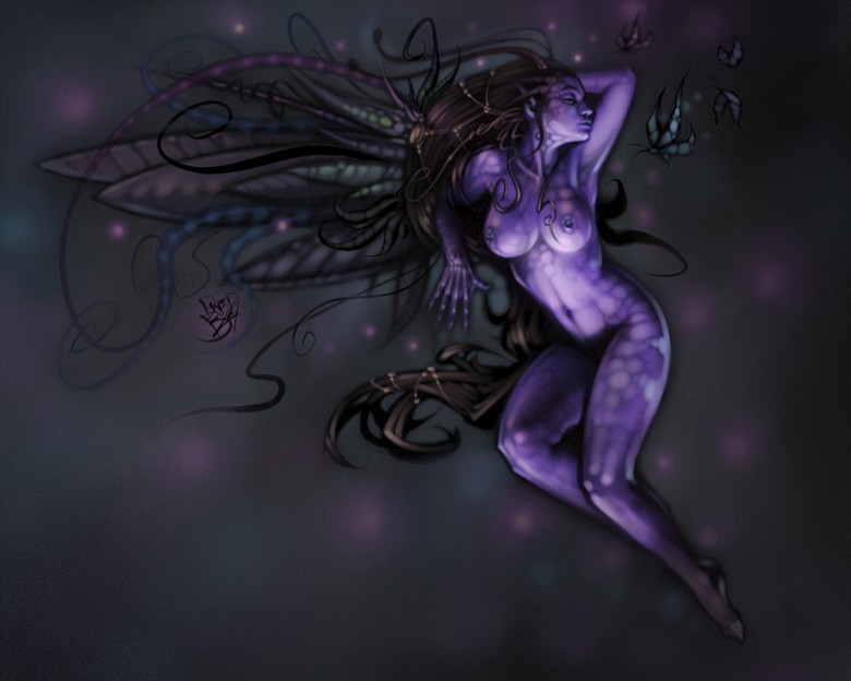 Purple Fairy Artistic Nude Artwork by Artist David Bollt