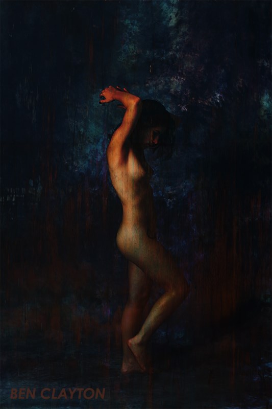 Rain in Blue and Orange Artistic Nude Artwork by Photographer @ClaytonArtistry