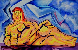 Reclining Figure 1917 Artistic Nude Artwork by Artist Andrew Chambers