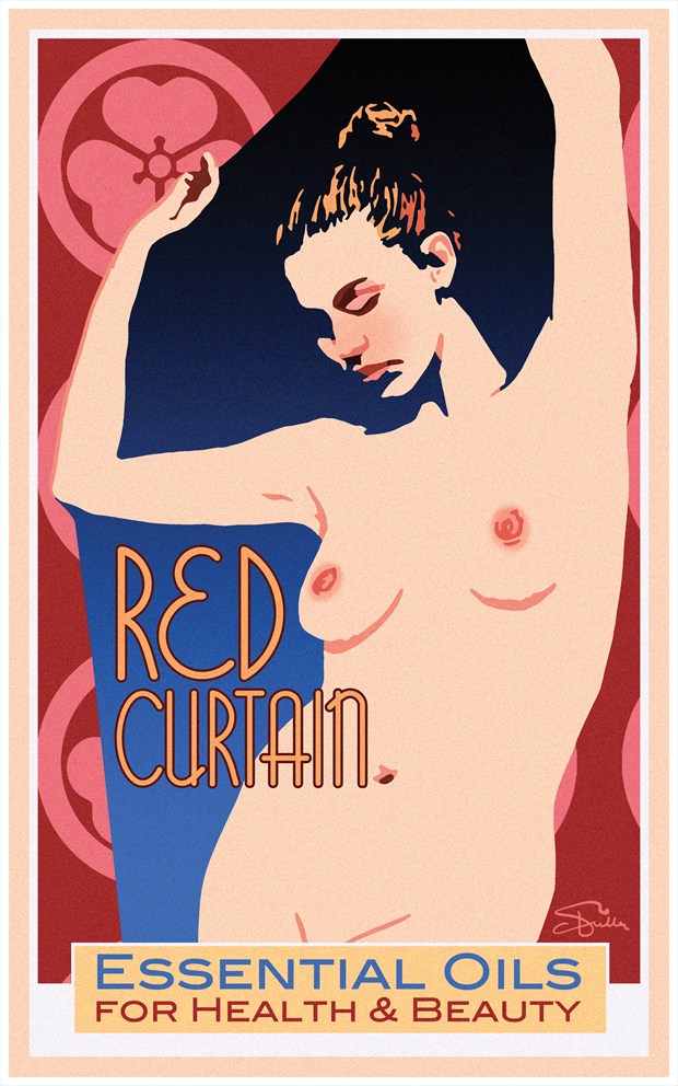 Red Curtain Artistic Nude Artwork by Artist Van Evan Fuller