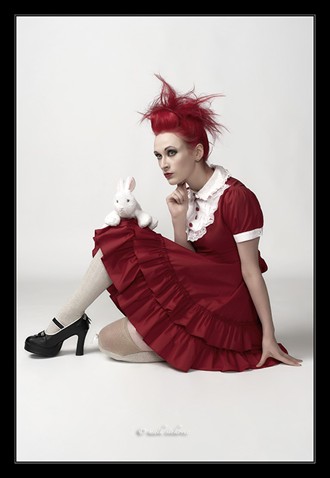 Red Dress and Bunny Rabbits Fashion Photo by Model D%C3%A9irdre J