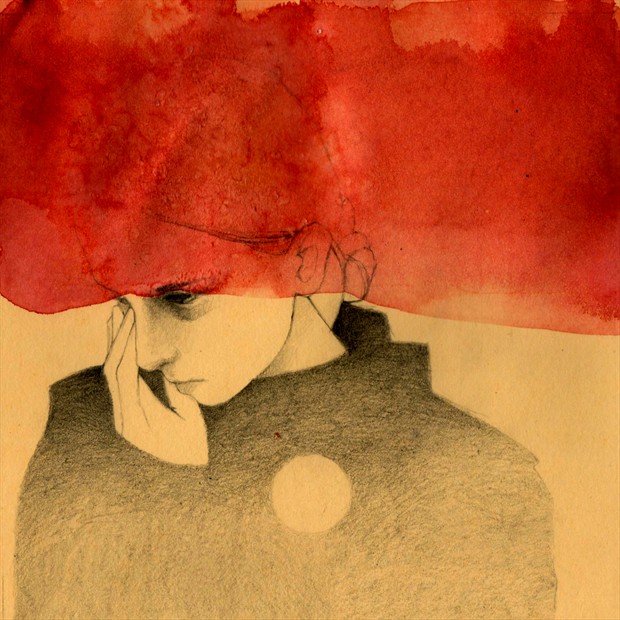 Red Expressive Portrait Artwork by Artist Elia Fern%C3%A1ndez