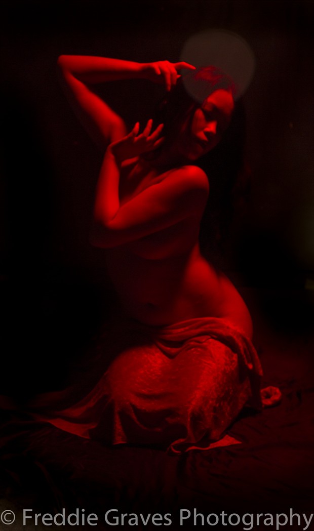 Red Ofelia Artistic Nude Photo by Artist Freddie Graves