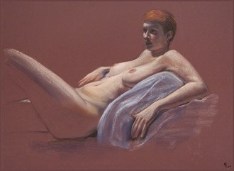 Red Reclining Artistic Nude Artwork by Artist Mike Hines