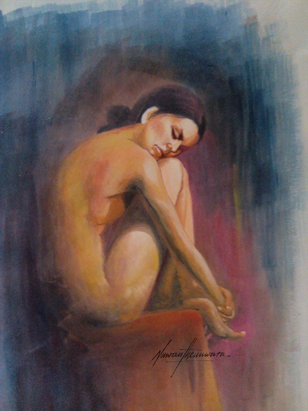 Relaxing  Artistic Nude Artwork by Artist Nuwan Thenuwara