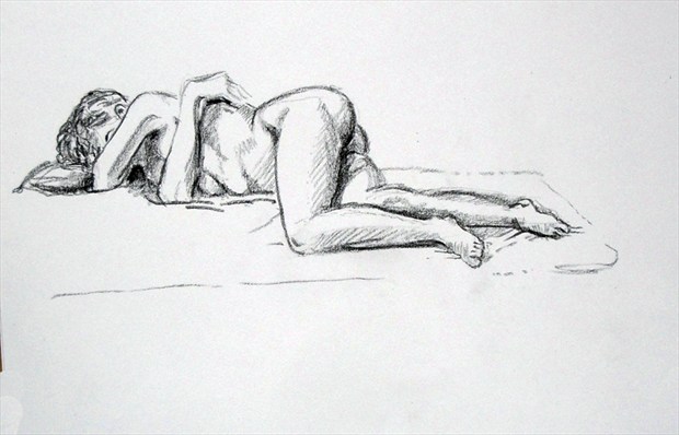Resting Figure Artistic Nude Artwork by Artist TEL