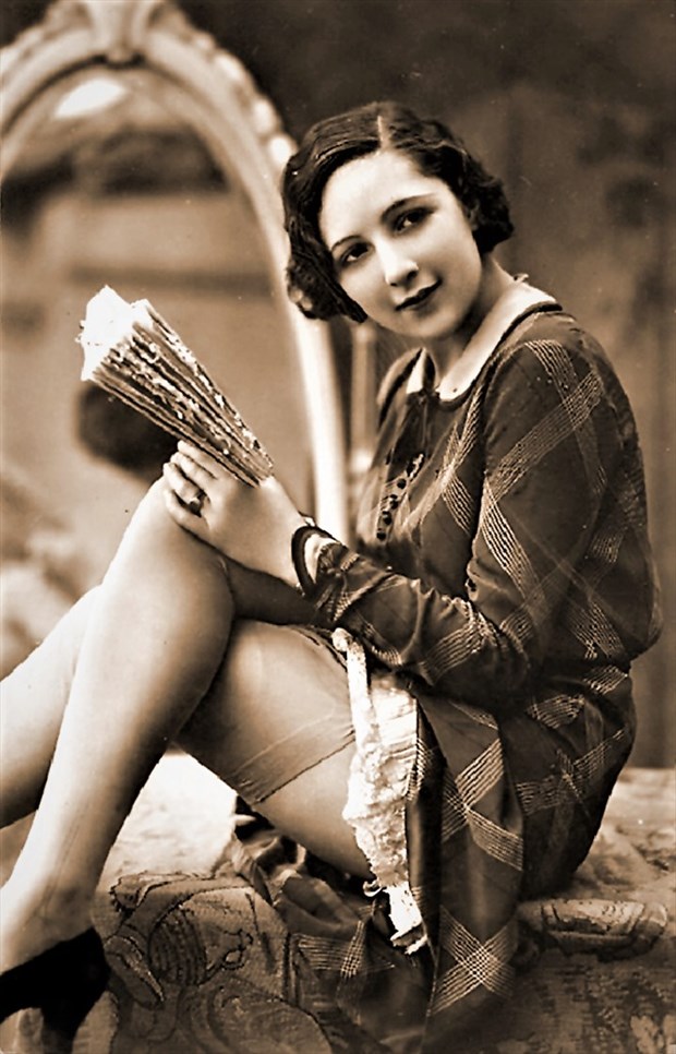 Retro Girl with Book Lingerie Photo by Artist Allynimage