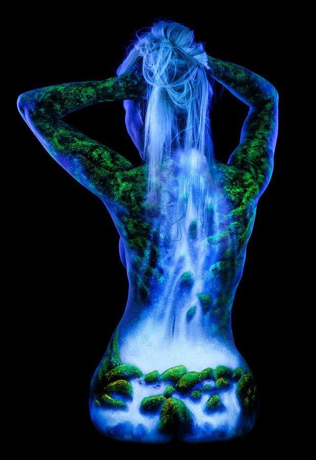 Sandra's Waterfall Body Painting Photo by Photographer Under Black Light