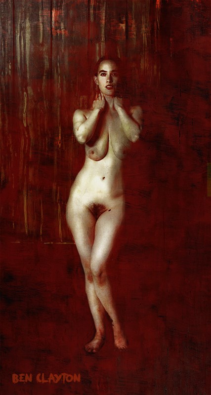 Shower in Red Artistic Nude Artwork by Photographer @ClaytonArtistry
