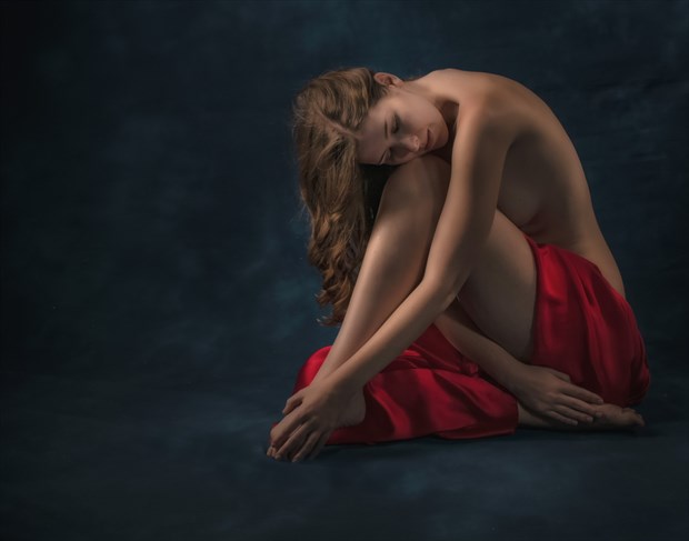 Sienna in Red Artistic Nude Photo by Photographer Paul Anders