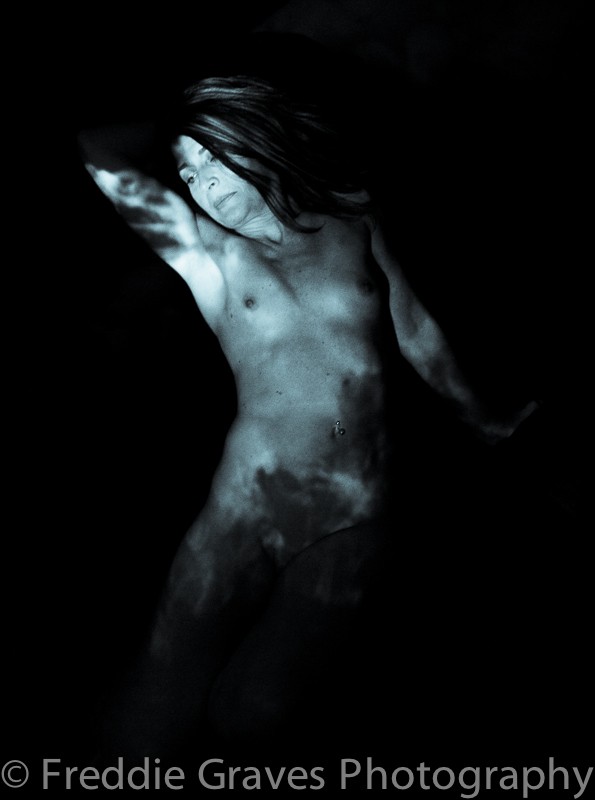 Sindra in Smoke Artistic Nude Photo by Artist Freddie Graves