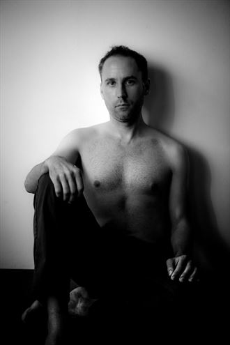 Sitting Shirtless Chiaroscuro Photo by Model ABM