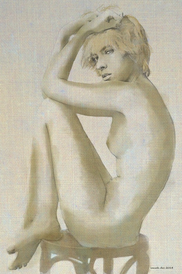 Sitting on a stool Artistic Nude Artwork by Artist ianwh