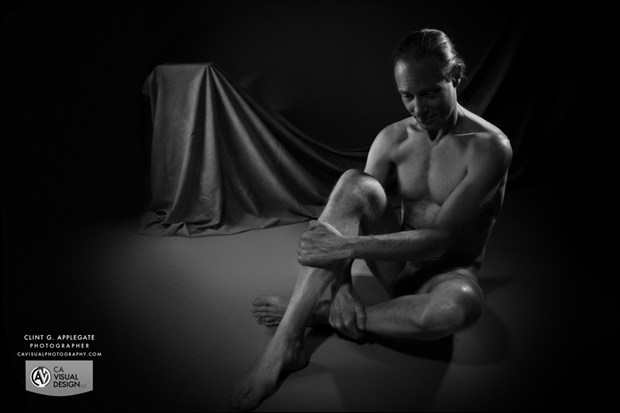 Sitting on floor, hands on legs Artistic Nude Photo by Model Michael SCM Model