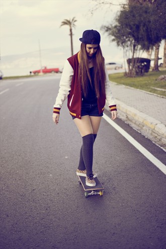 Skateboarder Girl Glamour Photo by Photographer Cans%C4%B1n Soyer