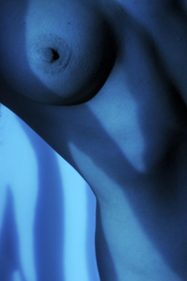Study of Form and Shadows in Blue Artistic Nude Photo by Photographer Mark Bigelow
