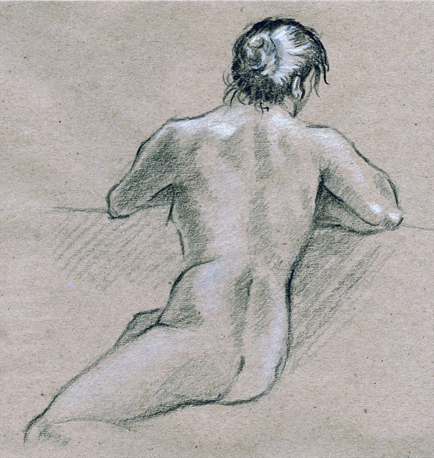 Study of a back Artistic Nude Artwork by Artist TEL