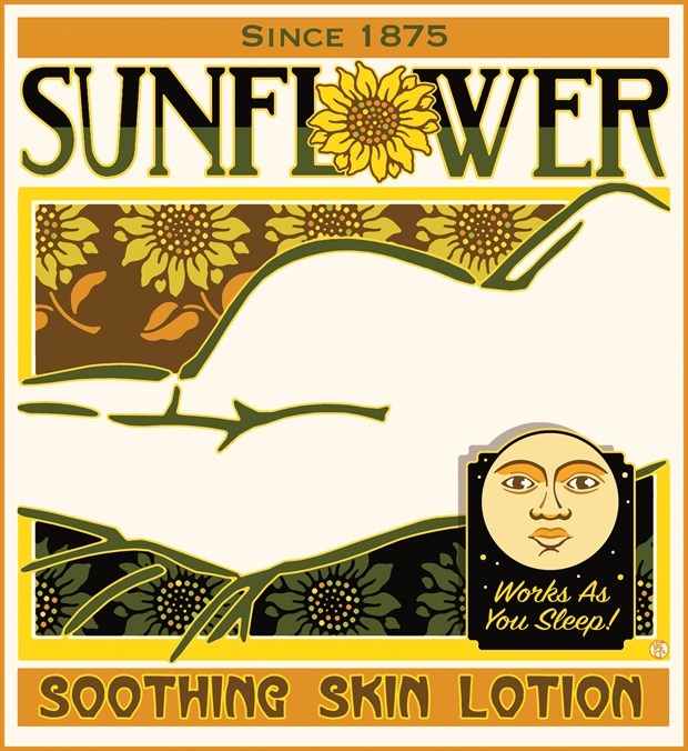 Sunflower Soothing Skin Lotion Glamour Artwork by Artist Van Evan Fuller