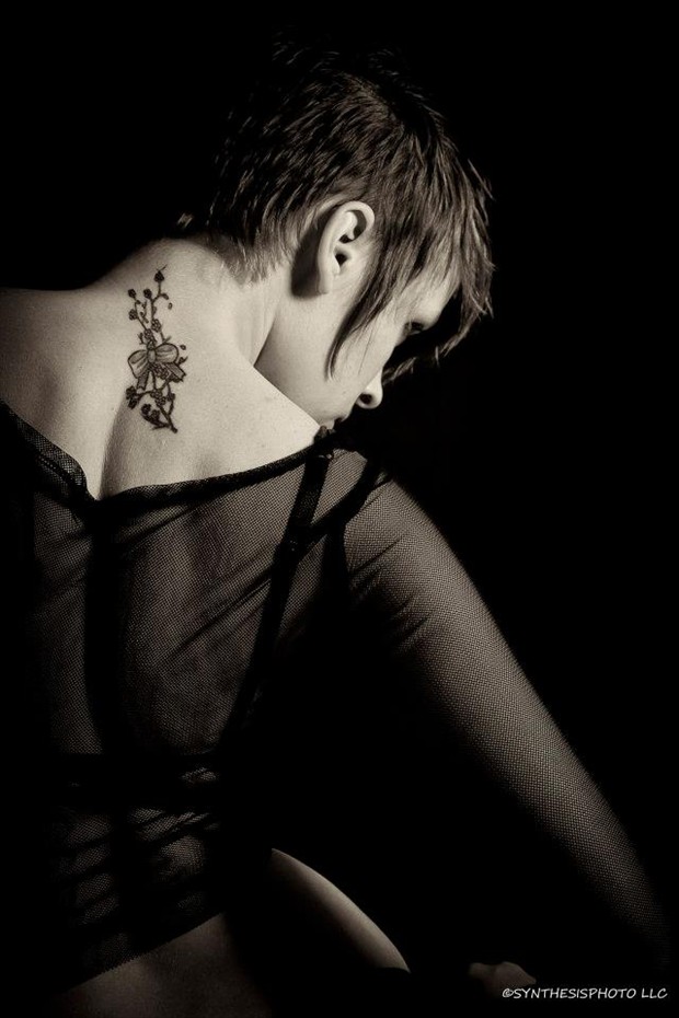 Synthesis Photo, Neck Tattoo Glamour Photo by Model Jennuh Jabberwock
