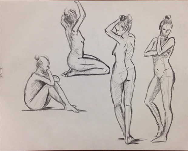 Ten Minute Gestures Artistic Nude Artwork by Model Riccella
