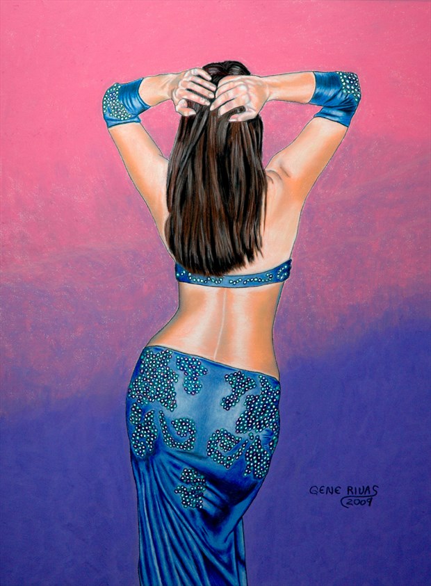 The Belly Dancer's Back Fantasy Artwork by Artist Gene Rivas